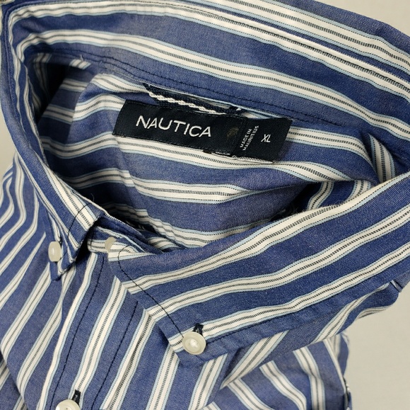 Nautica Vertical Stripped Long Sleeve Button Up - Picture 5 of 5